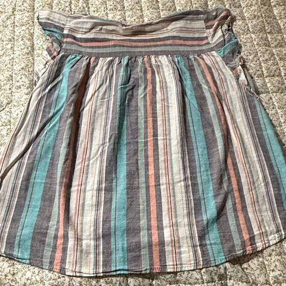 Knox Rose Women’s Striped Blouse in Teal, Pink, and Gray - Picture 3 of 3